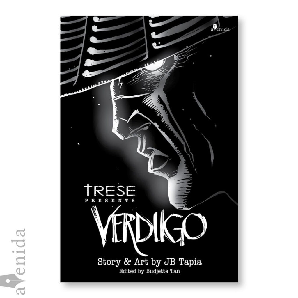 Alternate black-and-white cover art for Trese Presents: Verdugo, close-up of the masked antihero's face beneath a wide-brimmed hat.